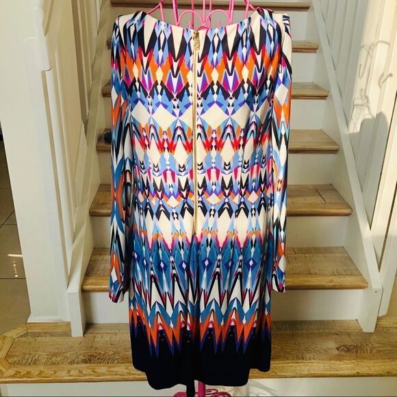 Vince Camuto colorful graphic pattern midi dress 8 - Picture 12 of 14